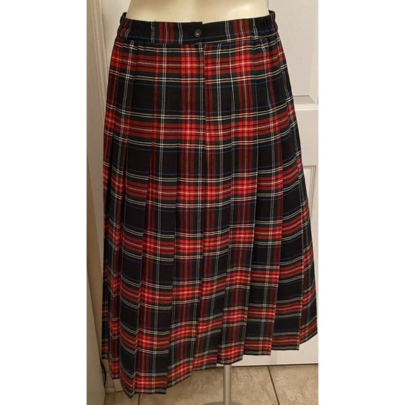 Vtg Pleated Skirt sz 12 Bedford Fair High Waist Herringbone A-Line USA Made - Picture 5 of 7